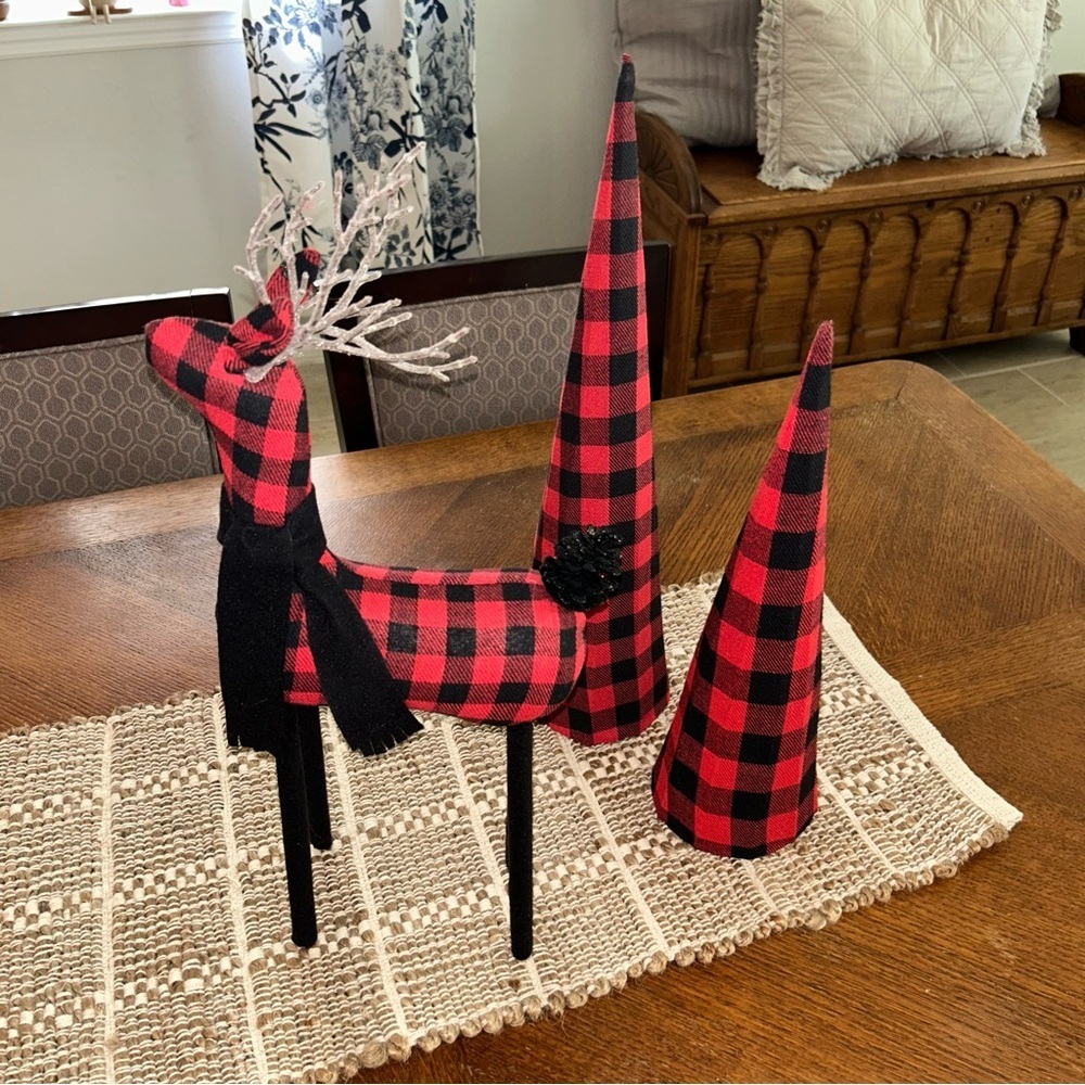Buffalo Check Plaid Flannel Reindeer and Tree Set of 3 - Picture 7 of 7